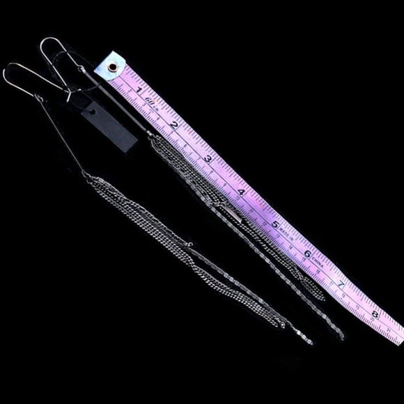 ANN DEMEULEMEESTER Gunmetal Silver-Tone Chain Link Shoulder Grazing Earrings - Picture 2 of 10